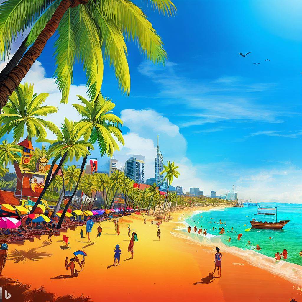 AI-generated image of sunny weather in Pattaya during August with VTSIX and View Talay 6.
