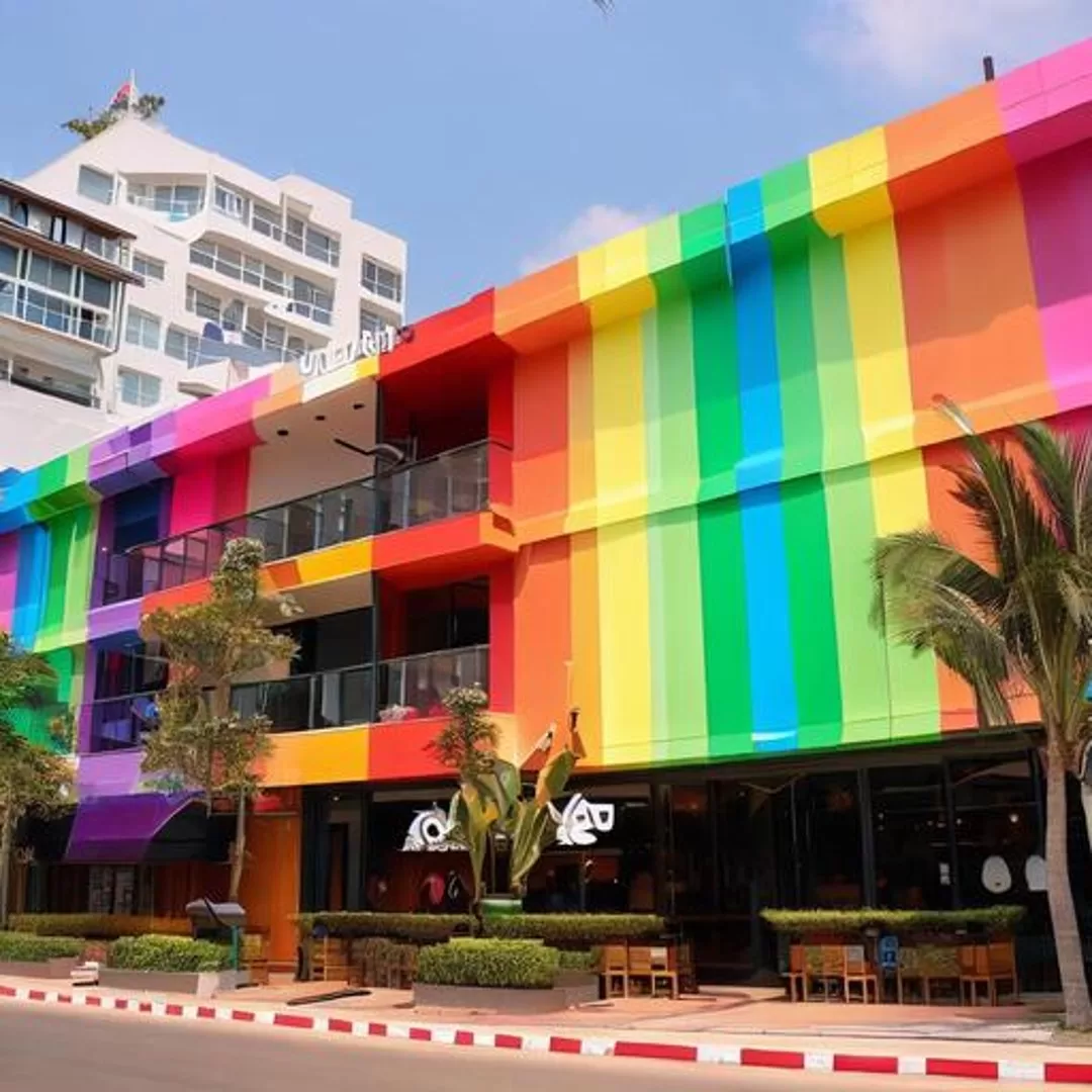 An AI generated image of a lgbtq+ friendly and gay friendly hotel in pattaya