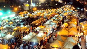 The Thepprasit night market in pattaya, shot at night 