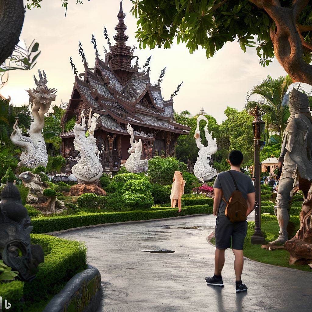 Discover Three Kingdoms Park: Enchanting Cultural Haven in Pattaya - Intricate statues, lush gardens, and mythical ambiance.