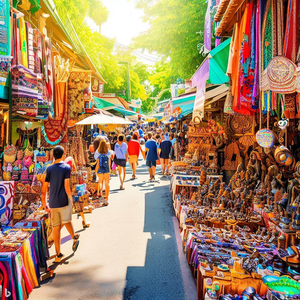 Bustling Street Market In Pattaya, Thailand - Vibrant Stalls Overflowing With Unique Souvenirs