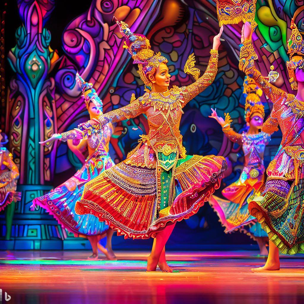 Colorful Traditional Thai Dance Performance In Pattaya Showcasing Graceful Dancers In Elaborate Costumes.