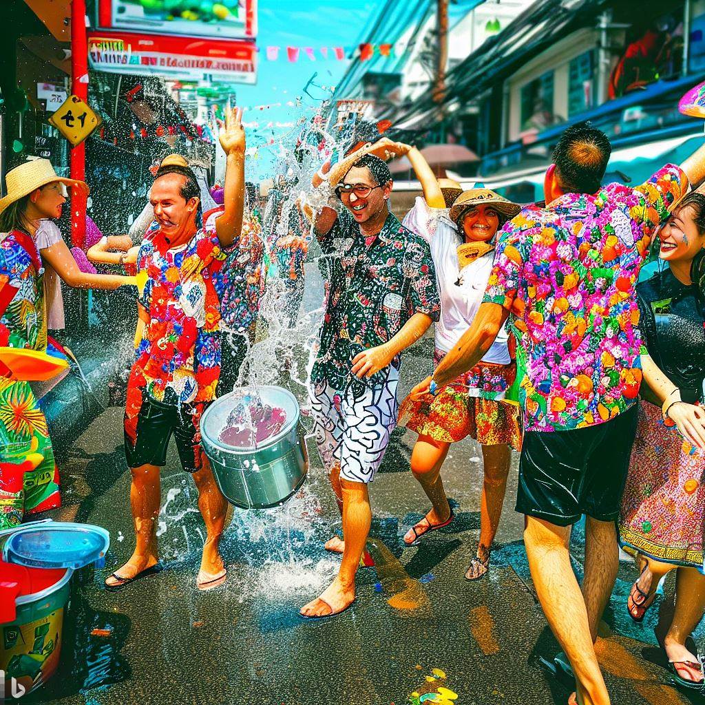 Songkran Water Festival In Pattaya Locals And Tourists Engaging In Joyful Water Fights