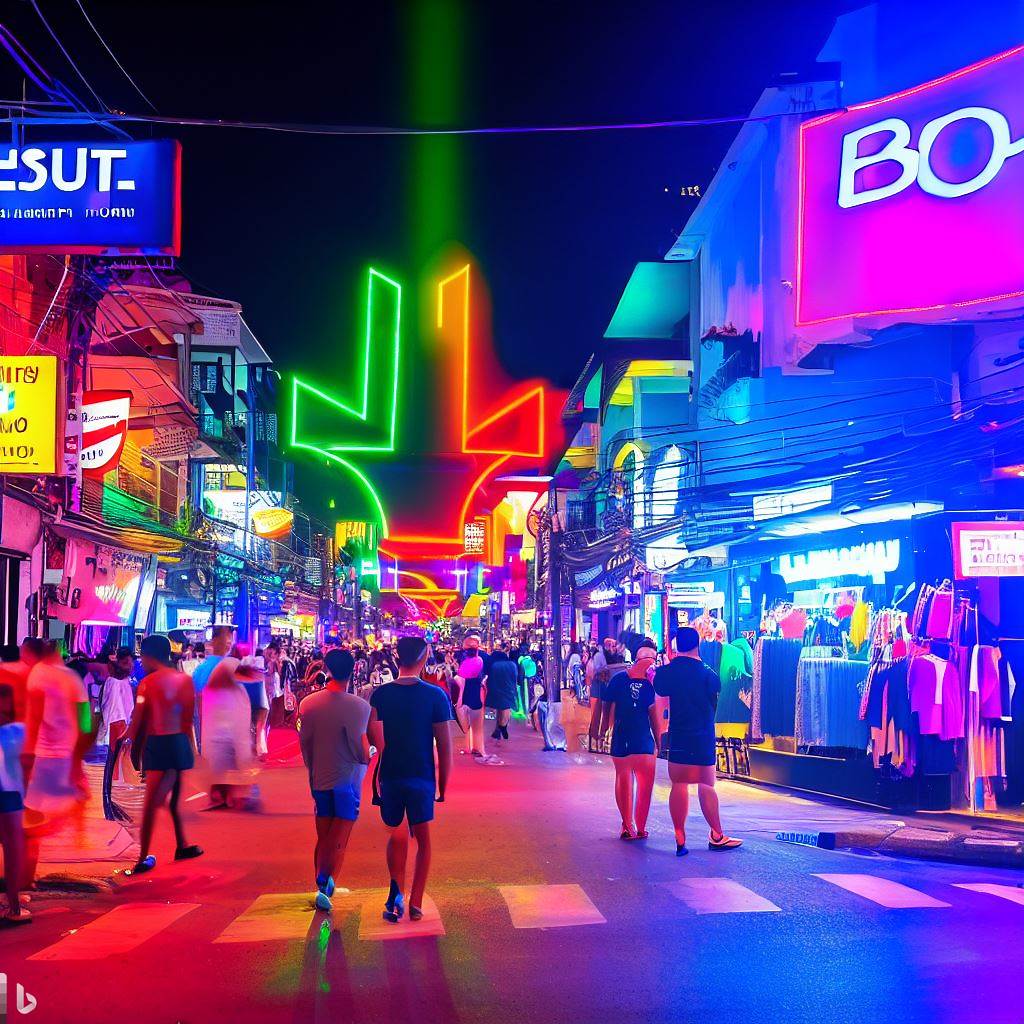 Vibrant Lgbtq+ Hotspots In Pattaya Thailand - Colorful Neon Lights Illuminate The Bustling Streets