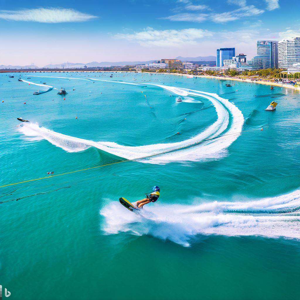 Water skiing and wakeboarding enthusiasts enjoy the azure waters of Pattaya's lively beaches.